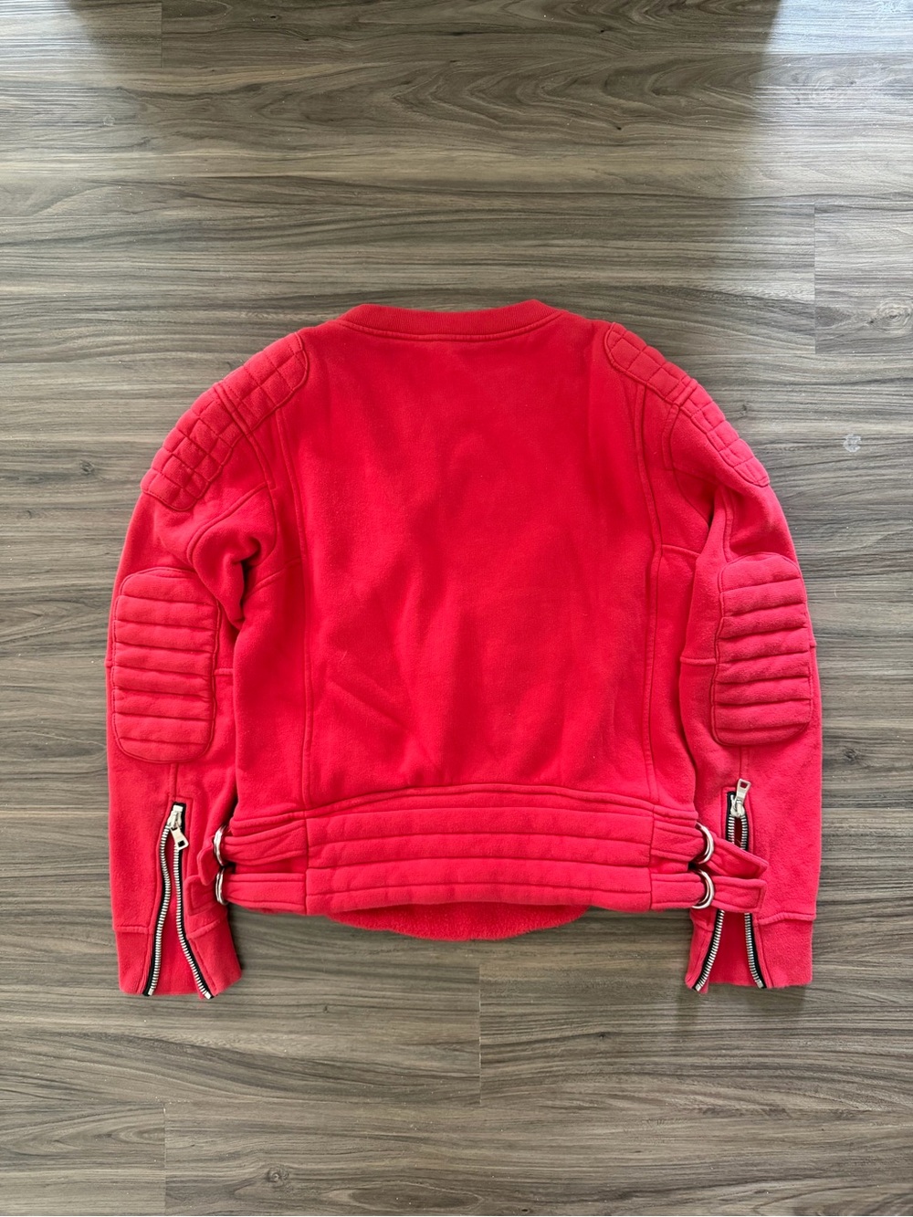 AW12 Balmain Padded Strap Red Moto Sweater Sz S